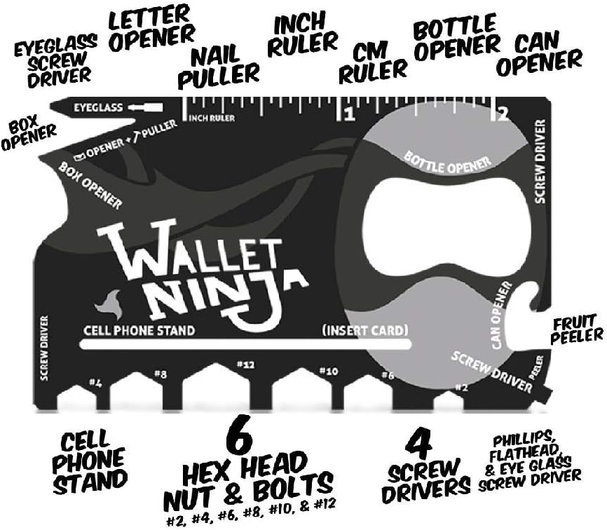 Wallet Ninja 18-in-1 Multi-Purpose Credit Card Size Pocket Tool: Your Ultimate Pocket-Sized Problem Solver